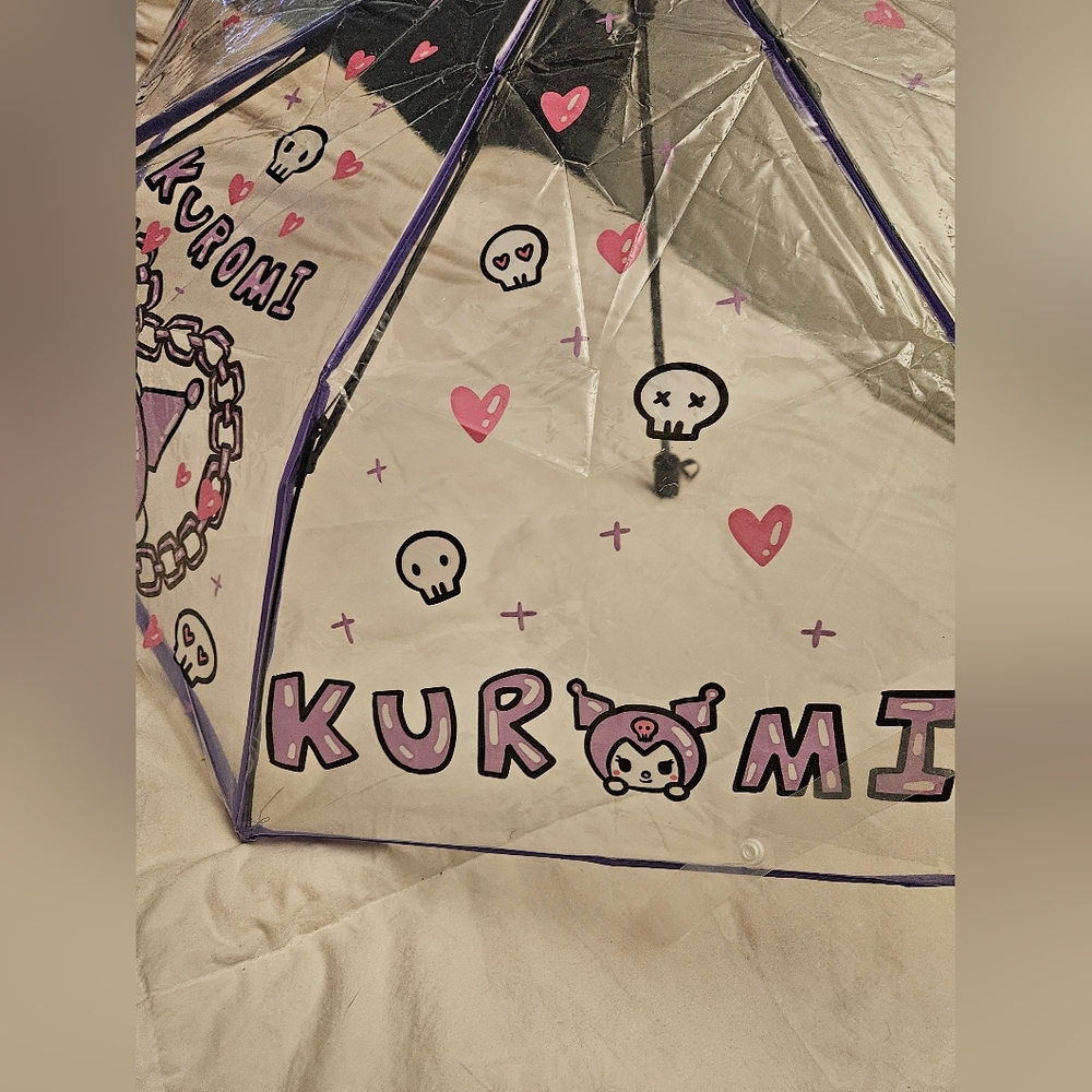 Sanrio Kuromi Hearts & Skulls Hello Kitty Umbrella Kids / Adult Clear Umbrella - Picture 8 of 9